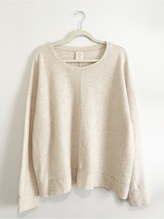 Freely Sweaters - Freely Women's Pullover Sweater Ribbed Texture Chevron Pattern Oat Plus Size 2X
